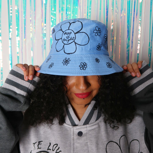 hippie heart bucket hat - blue v.1