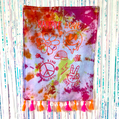 hippie heart tie dye wall hanging - trippy
