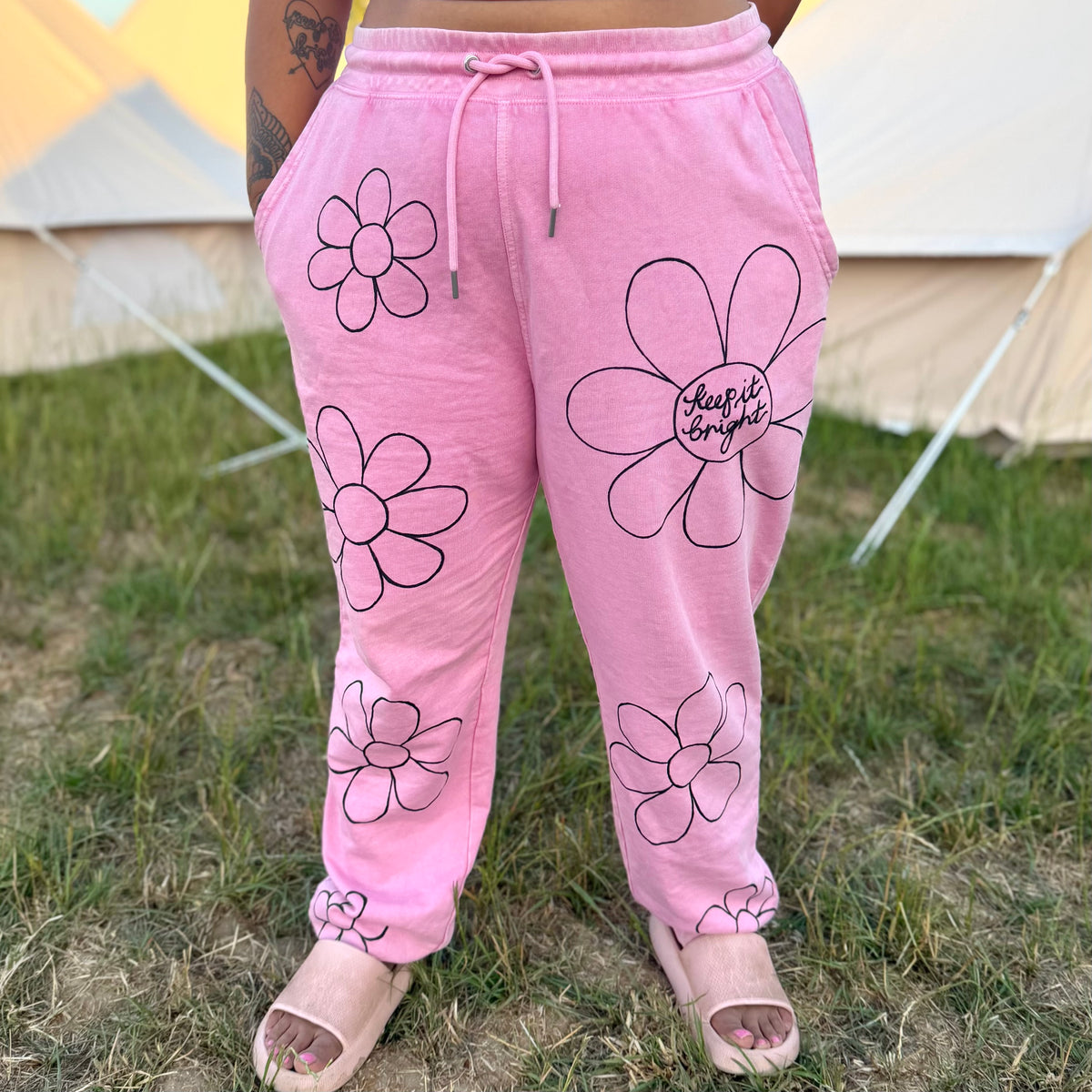 flower power lounge pants - pink