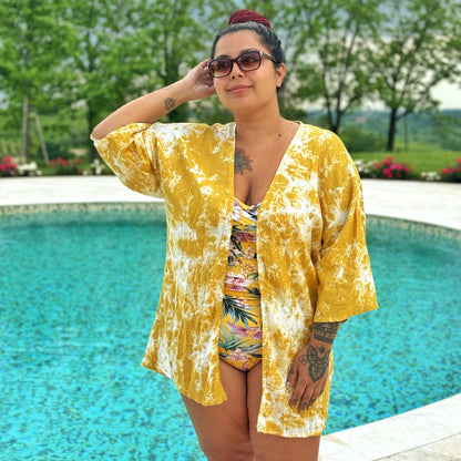 protect your energy tie dye kimono top