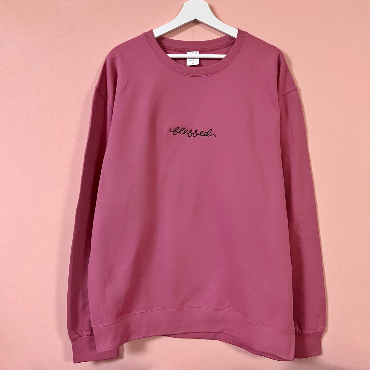 blessed embroidered sweatshirt - pink