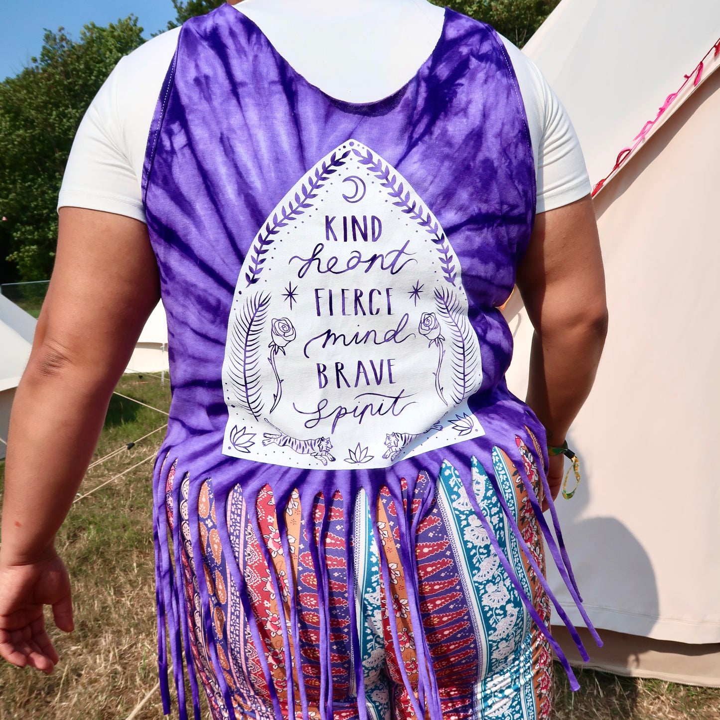 kind heart, fierce mind, brave spirit tassel waistcoat top