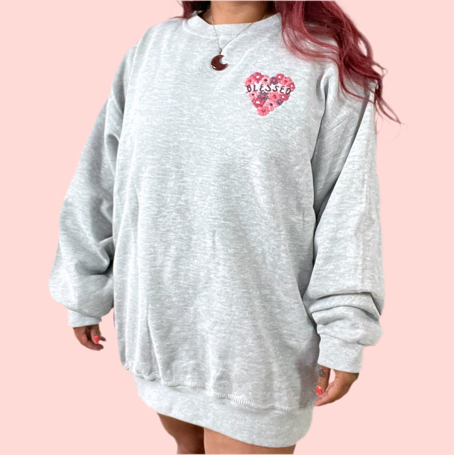 blessed hand-embroidered sweatshirt