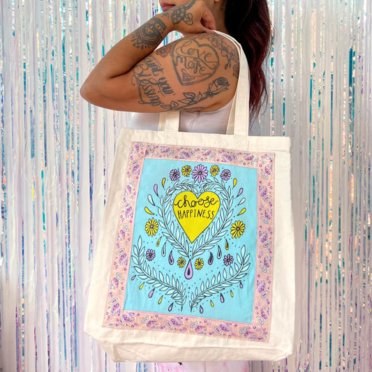 choose happiness tote bag - blue