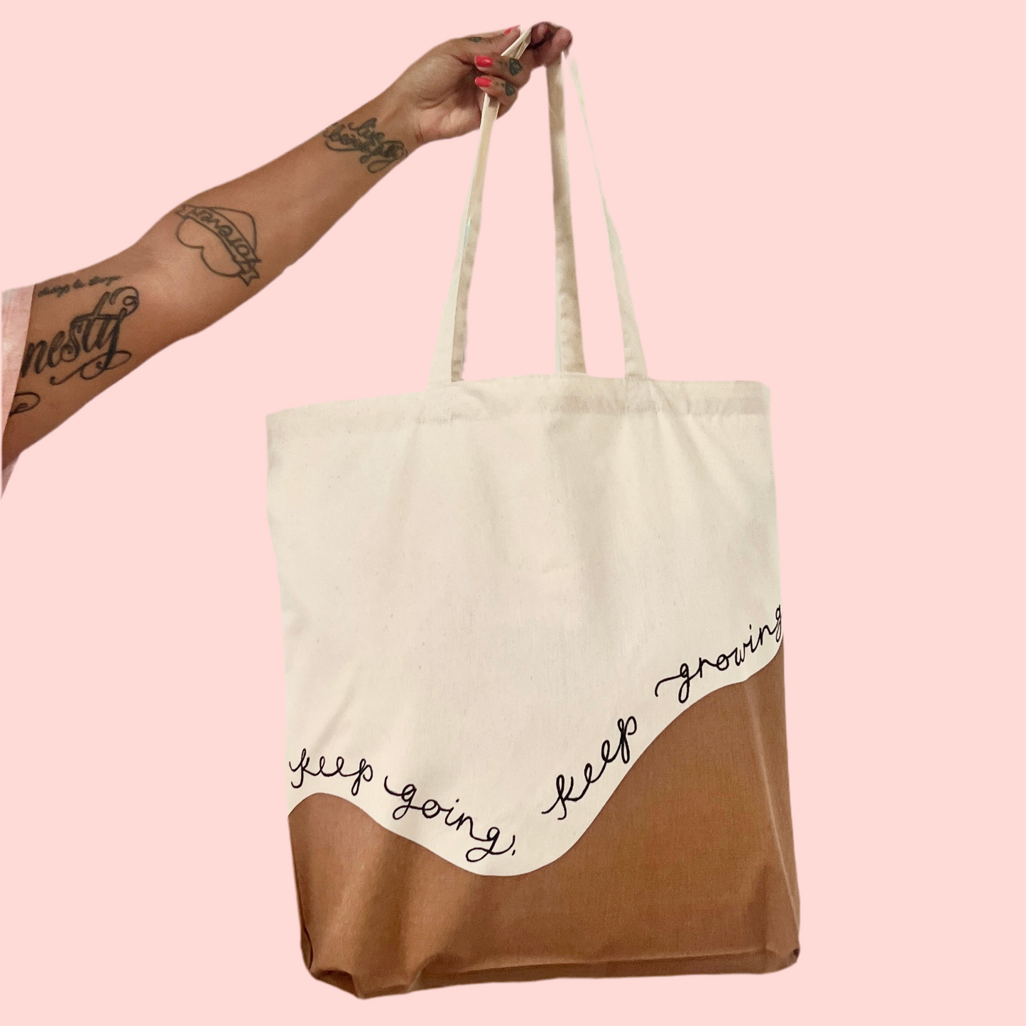 keep going, keep growing tote bag - tan