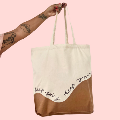 keep going, keep growing tote bag - tan