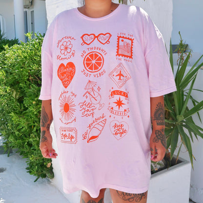 brighter days t-shirt - pink & orange