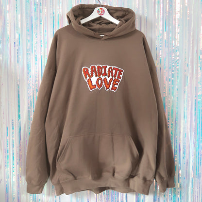 radiate love embroidered hoodie - iced latte