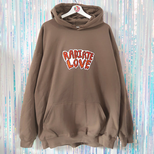 radiate love embroidered hoodie - iced latte