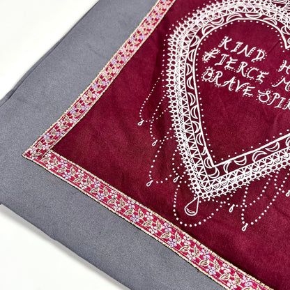 kind heart, fierce mind, brave spirit tote bag - burgundy