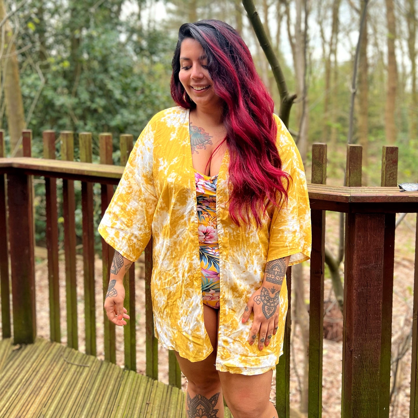 protect your energy tie dye kimono top