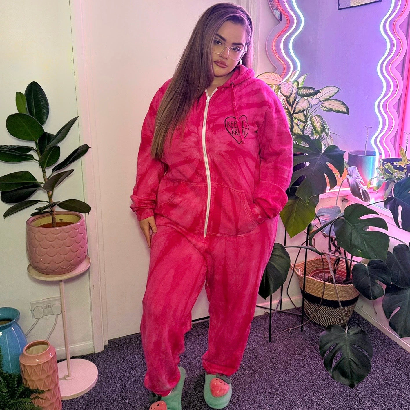 keep it bright tie dye onesie - pink