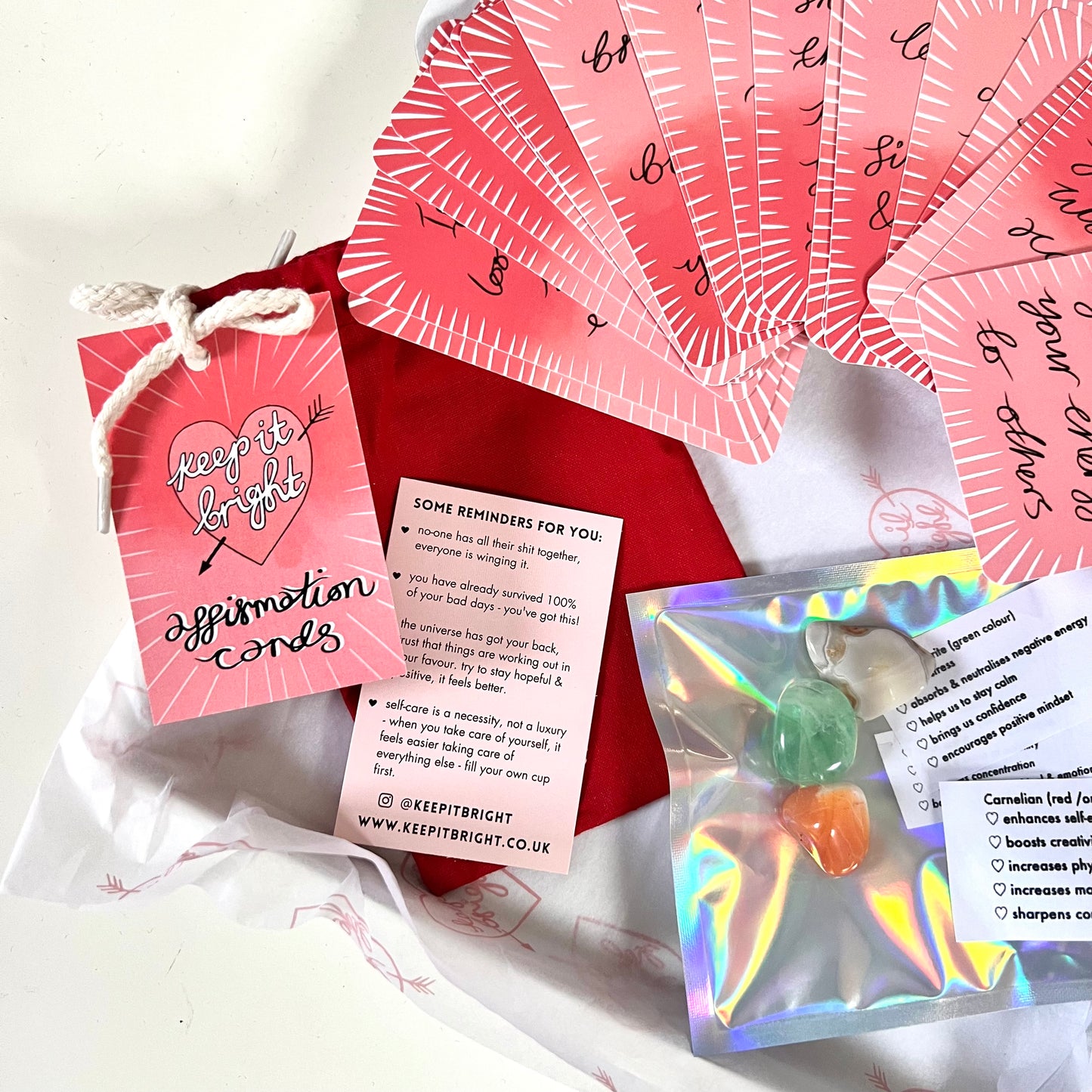affirmation card & crystals set