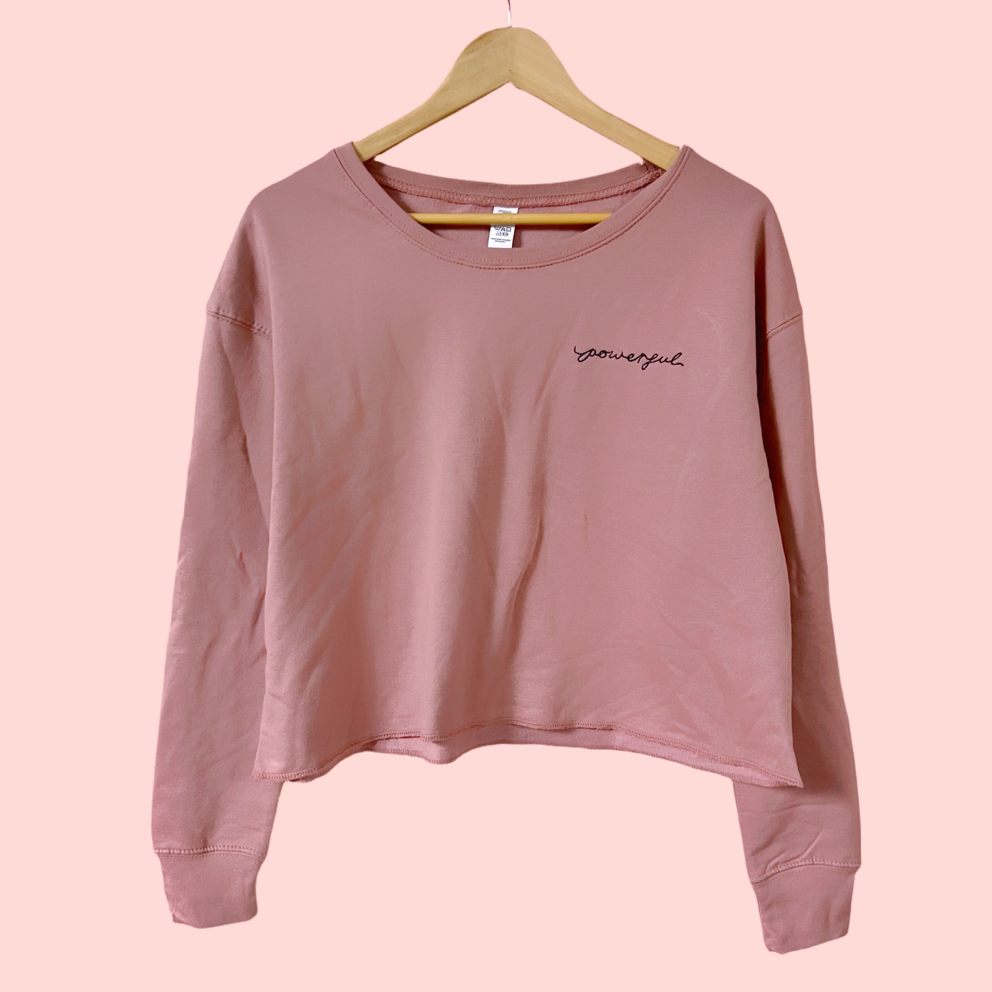 powerful embroidered crop sweatshirt - pink