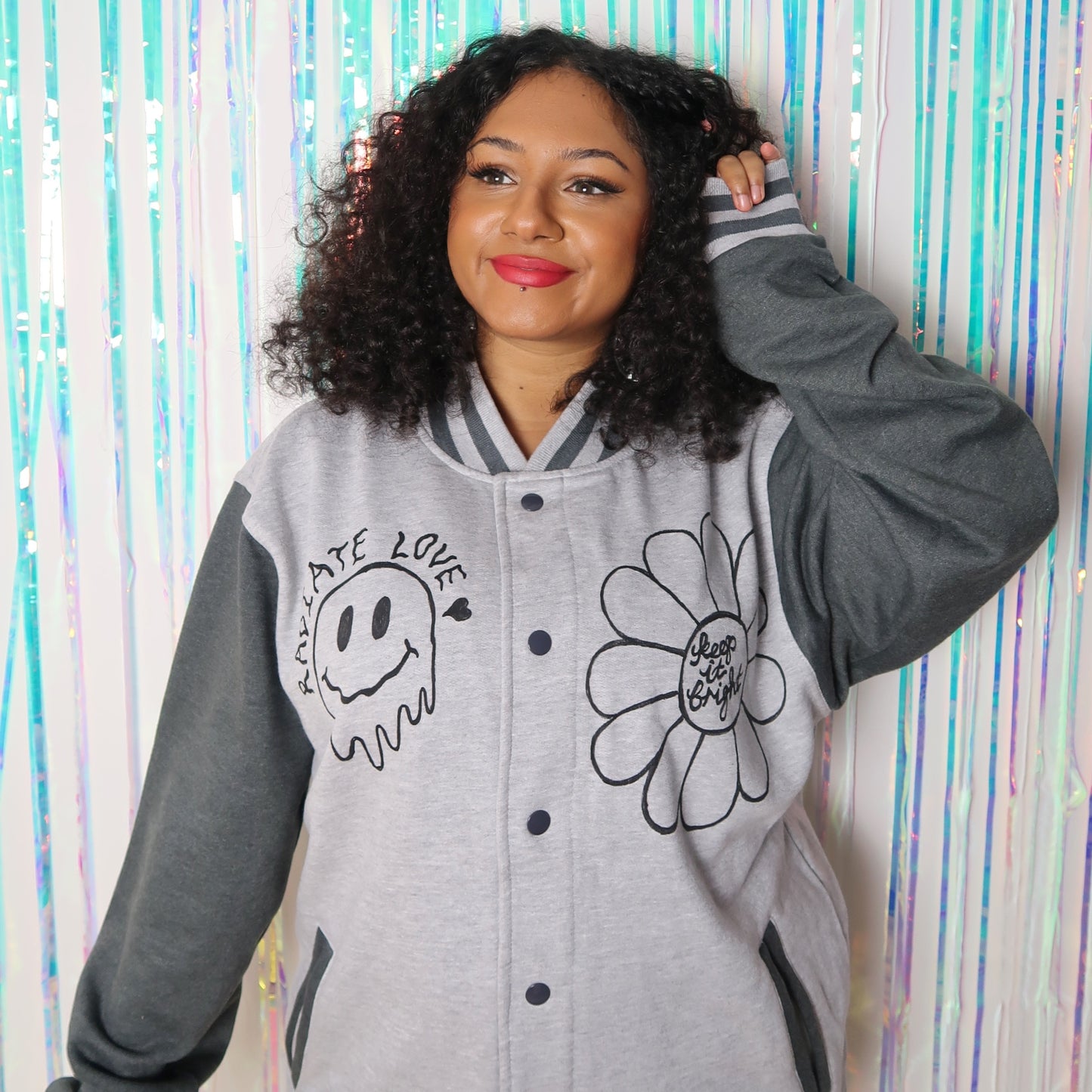 hippie heart varsity jacket