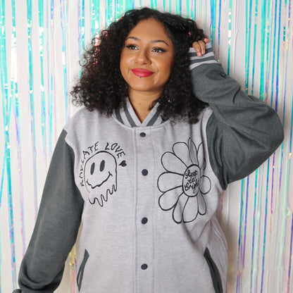 hippie heart varsity jacket
