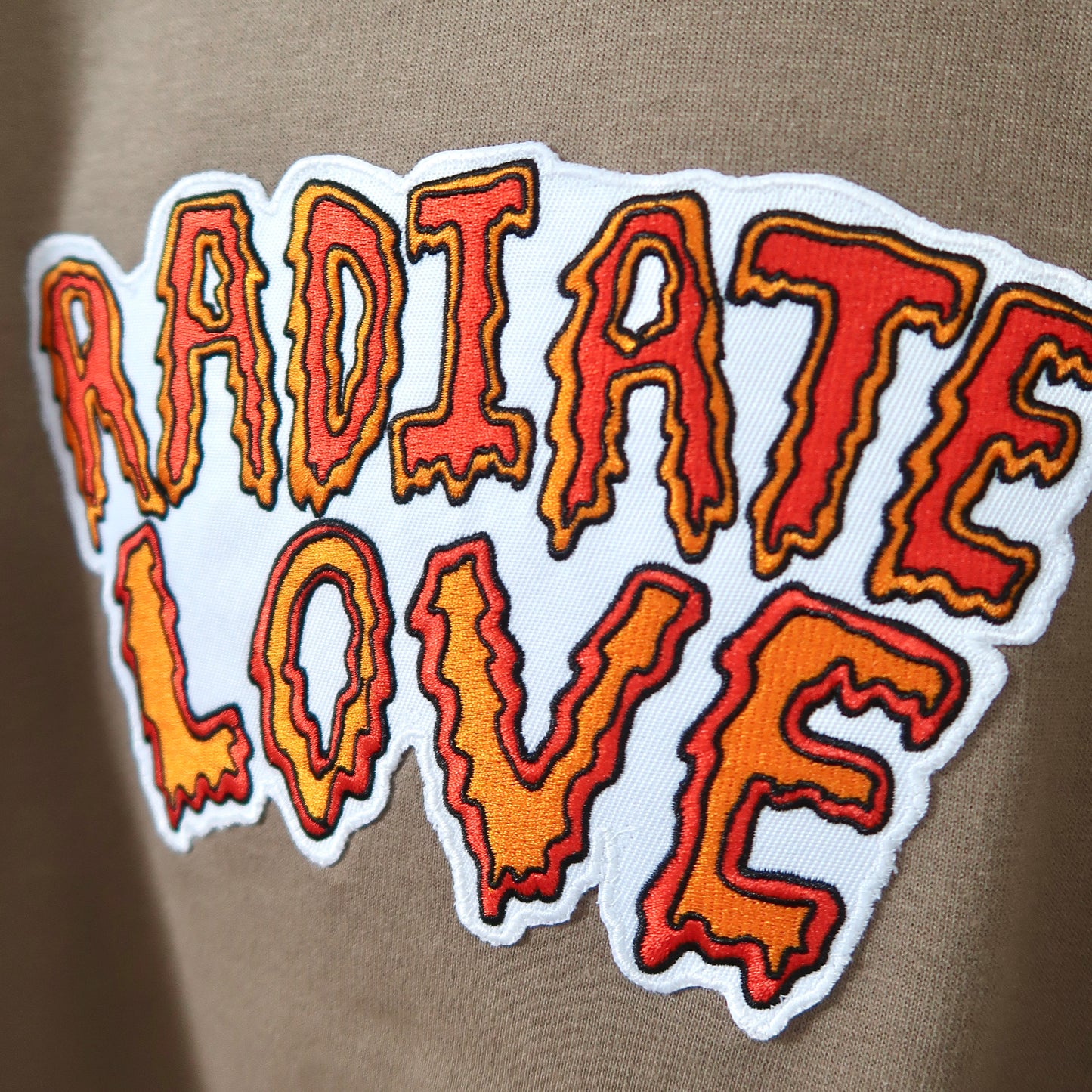 radiate love embroidered hoodie - iced latte