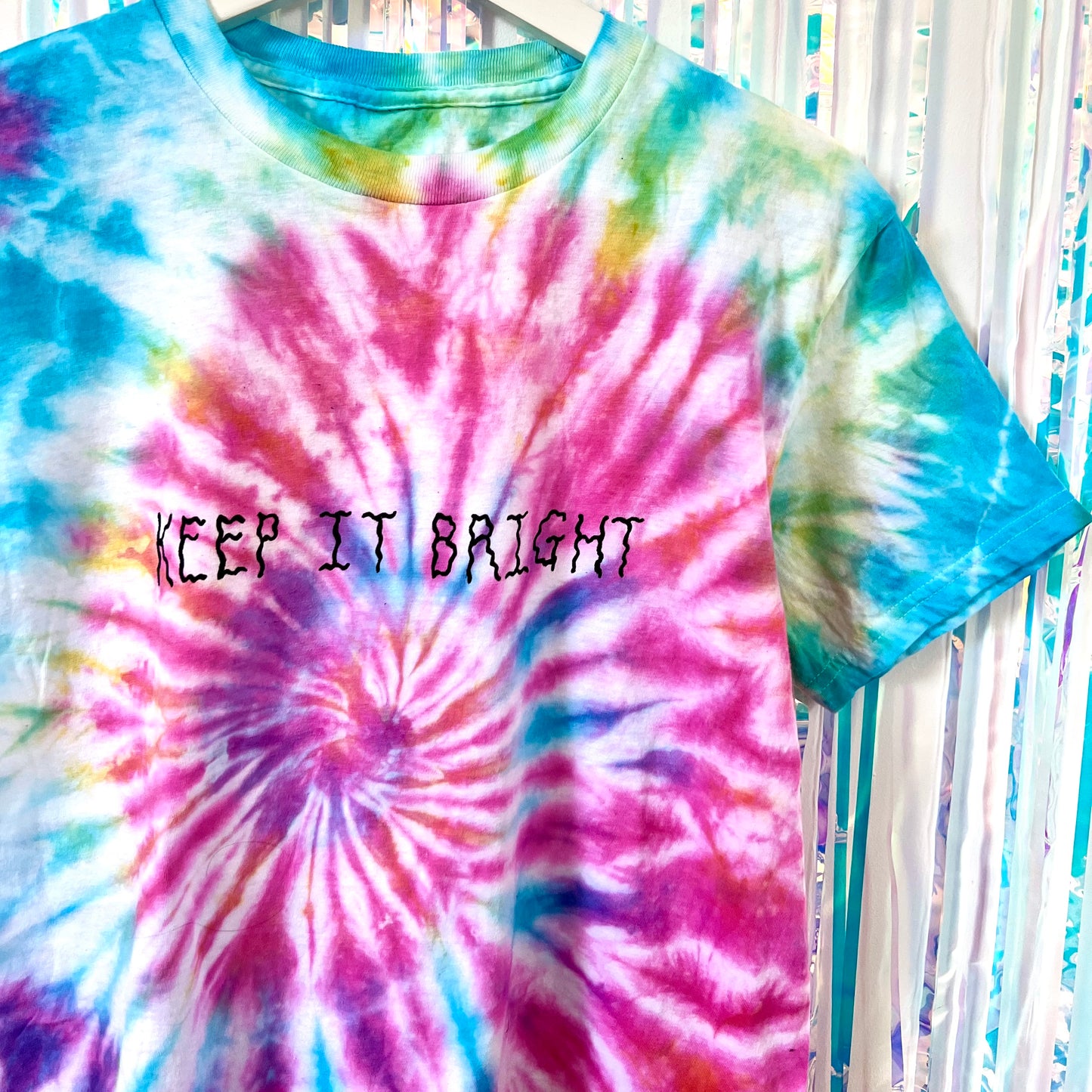 keep it bright rainbow tie-dye t-shirt