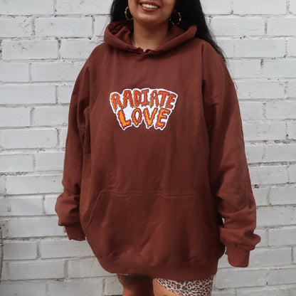 radiate love embroidered hoodie - chocolate