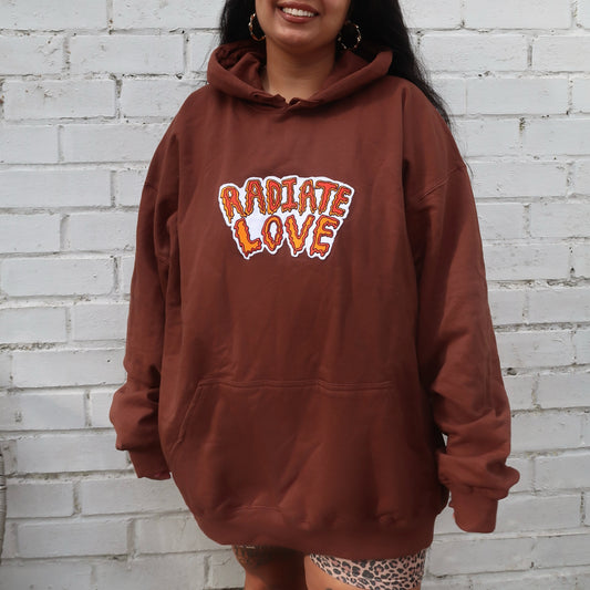 radiate love embroidered hoodie - chocolate