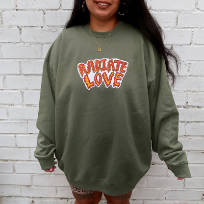 radiate love embroidered sweatshirt - khaki green