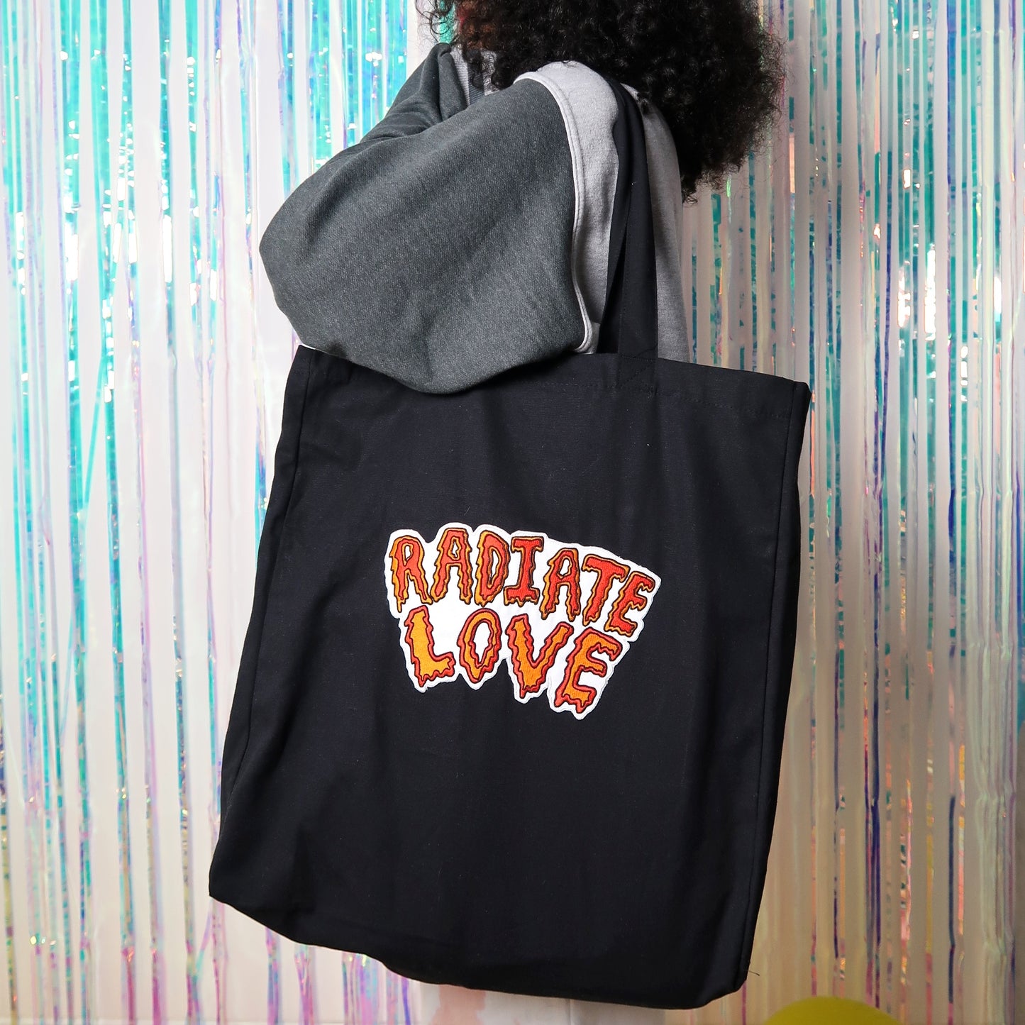 radiate love large tote bag - black