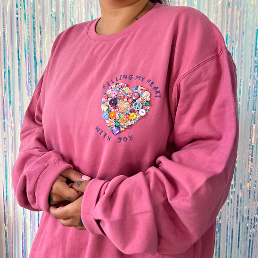 filling my heart with joy - hand-embellished sweatshirt