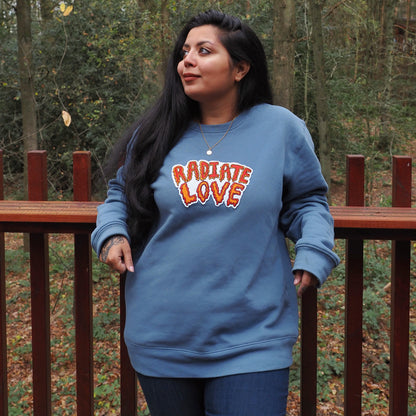 radiate love embroidered sweatshirt - dusky blue