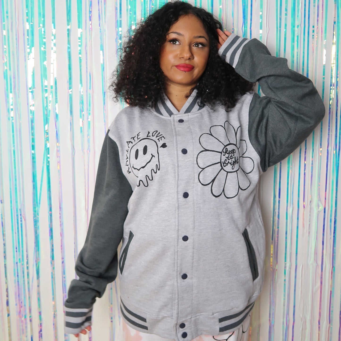 hippie heart varsity jacket