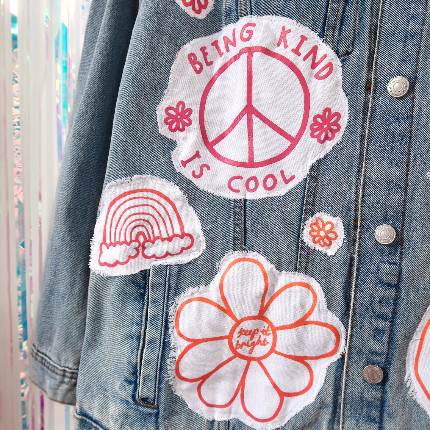 hippie heart denim jacket
