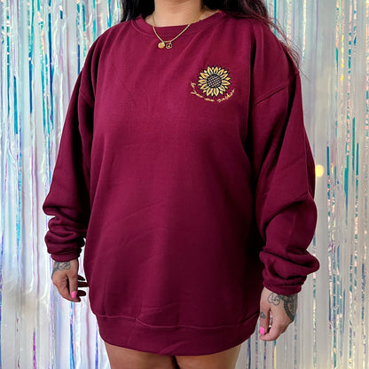 be your own sunshine embroidered sweatshirt - burgundy