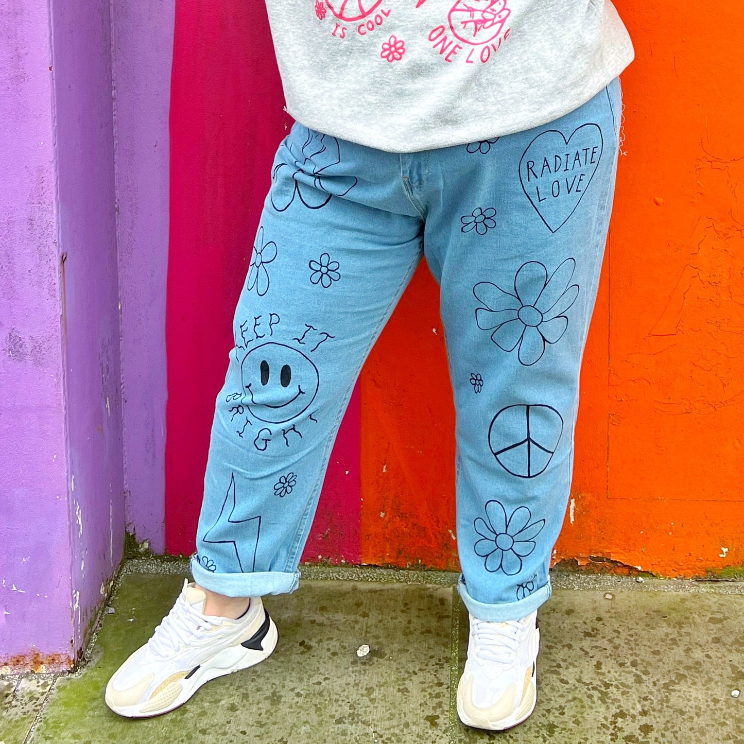 hippie heart mom jeans - plus size