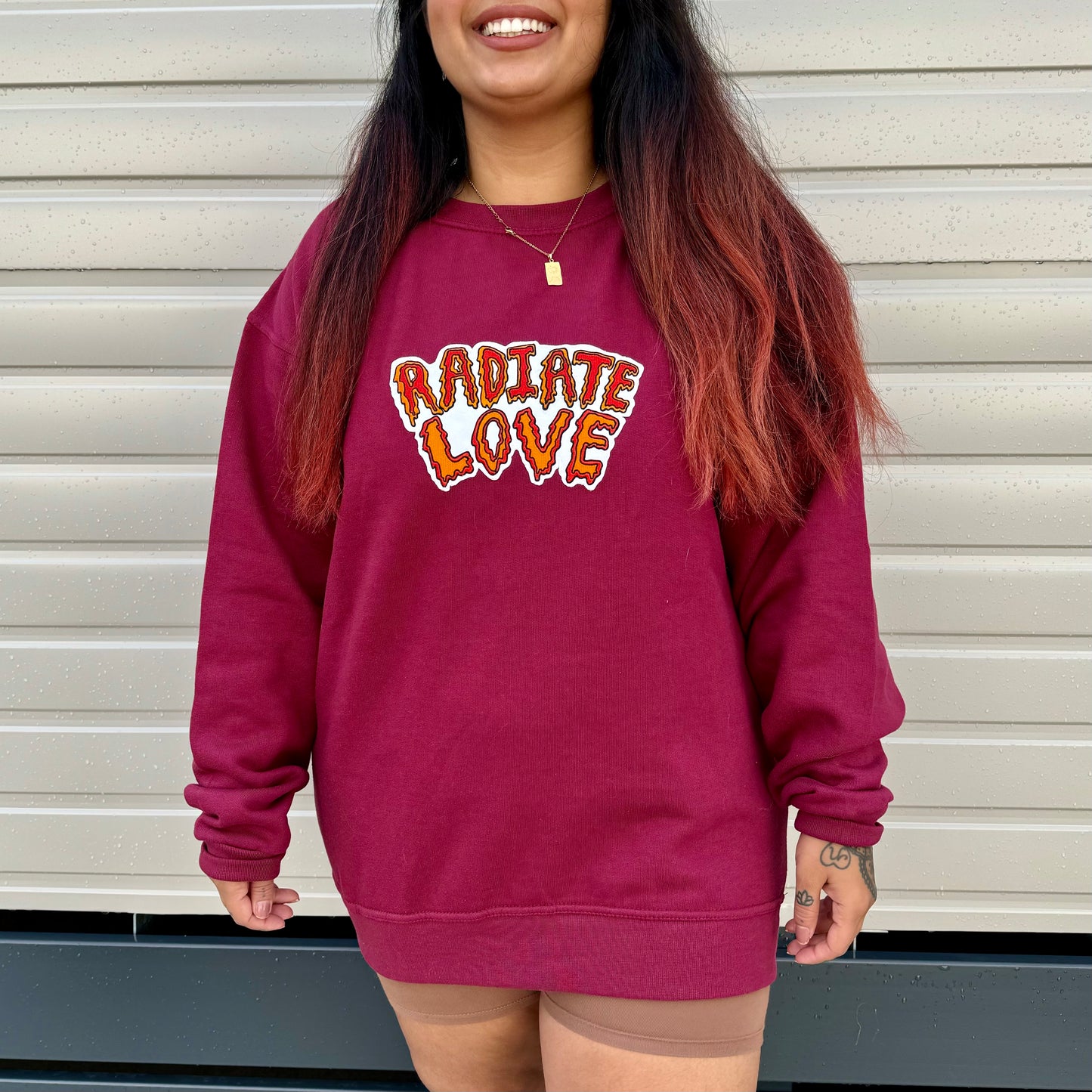 radiate love embroidered sweatshirt - burgundy