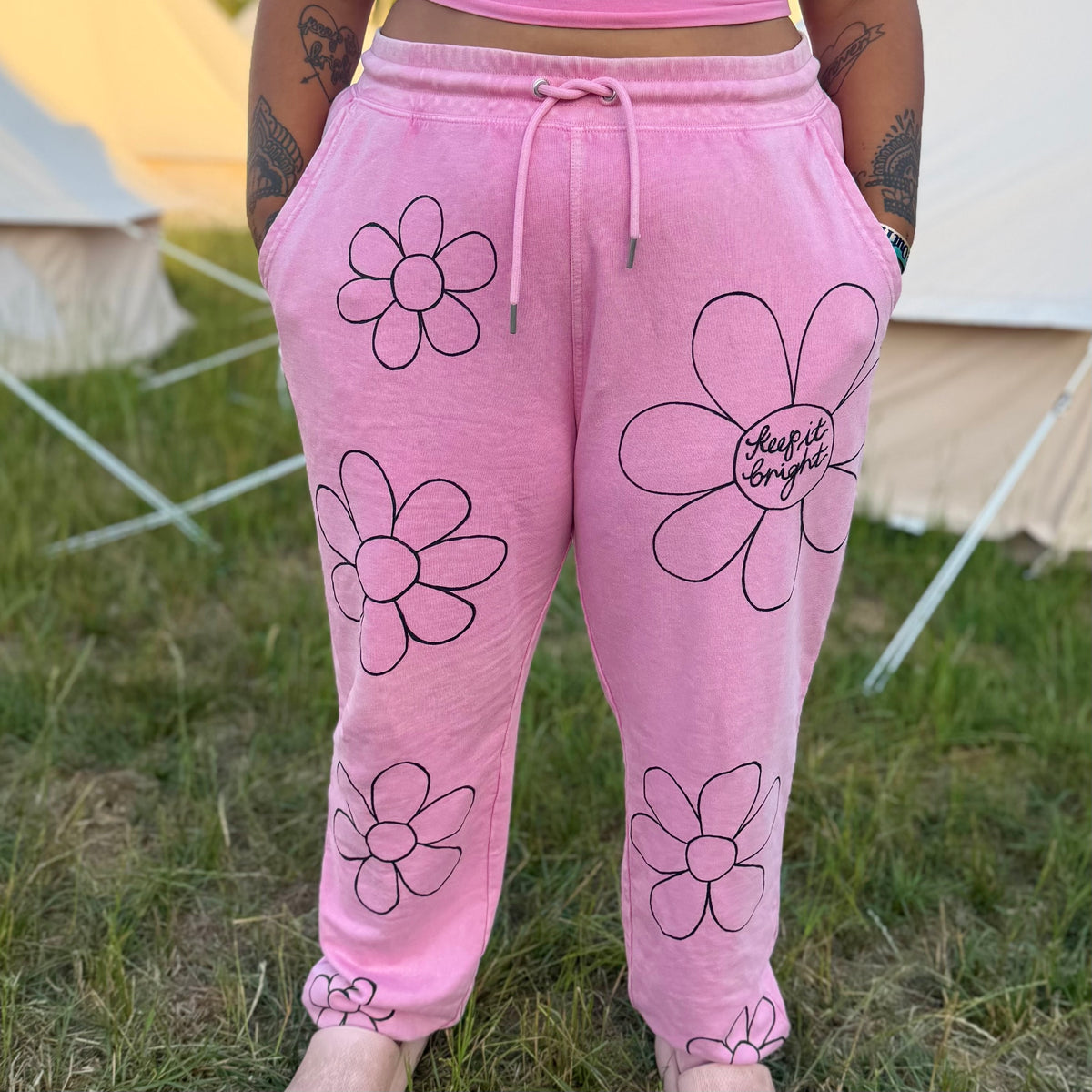 flower power lounge pants - pink