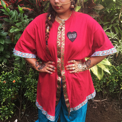 kind heart, fierce mind, brave spirit kimono - red
