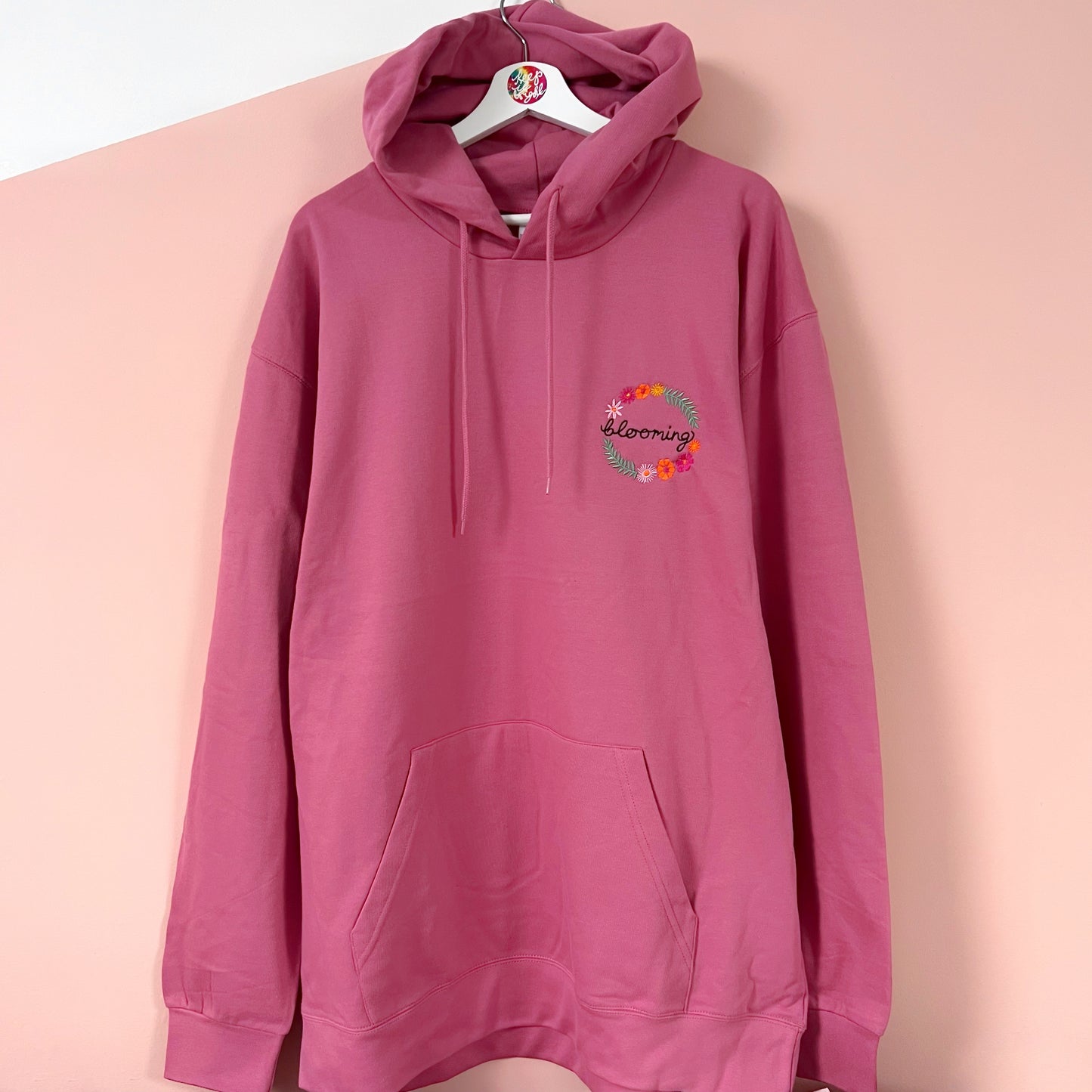 blooming embroidered hoodie - deep pink