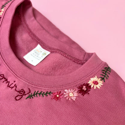 blooming hand-embroidered sweatshirt - pink