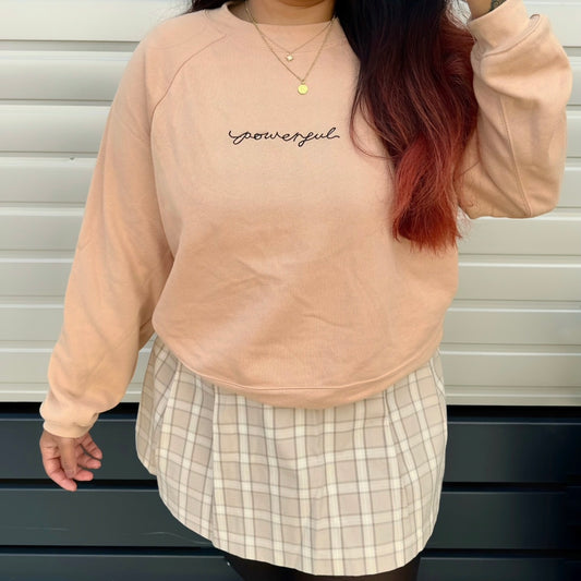 powerful embroidered crop sweatshirt - beige