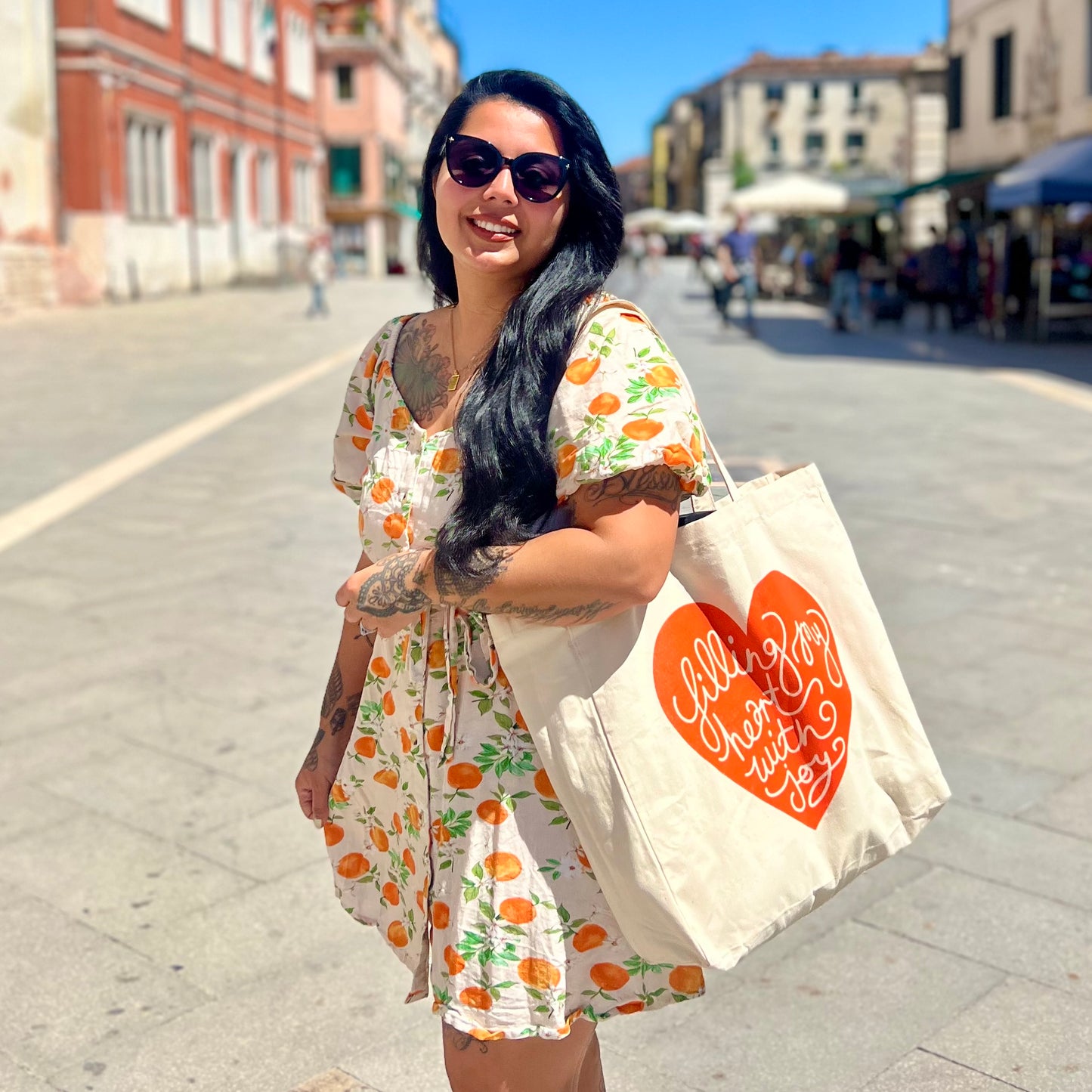 filling my heart with joy - large tote bag
