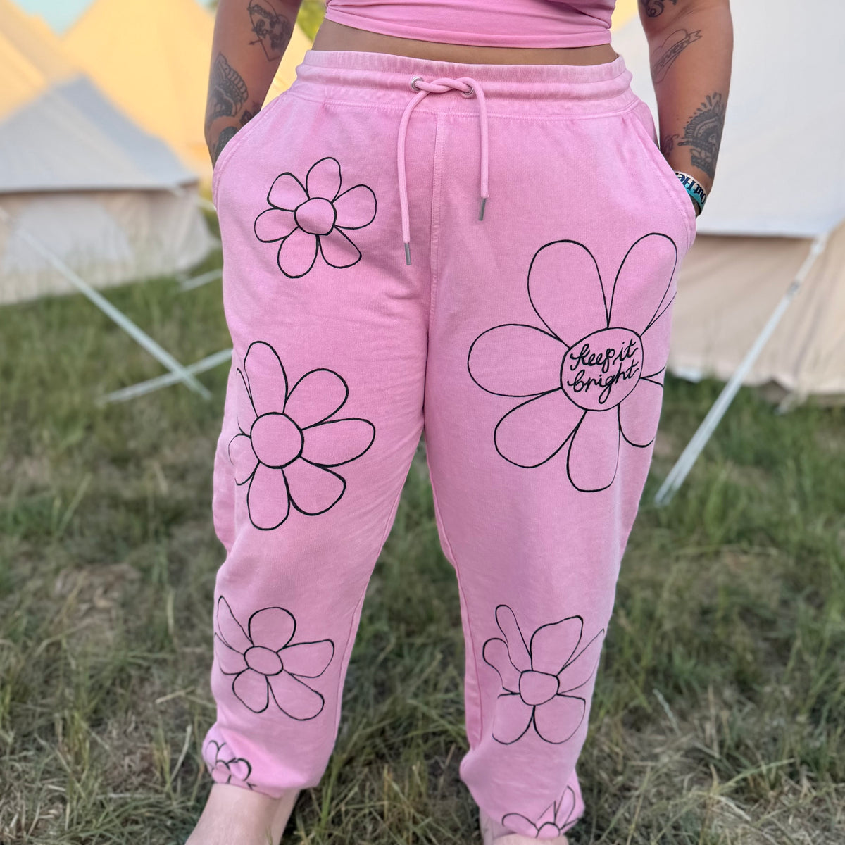 flower power lounge pants - pink