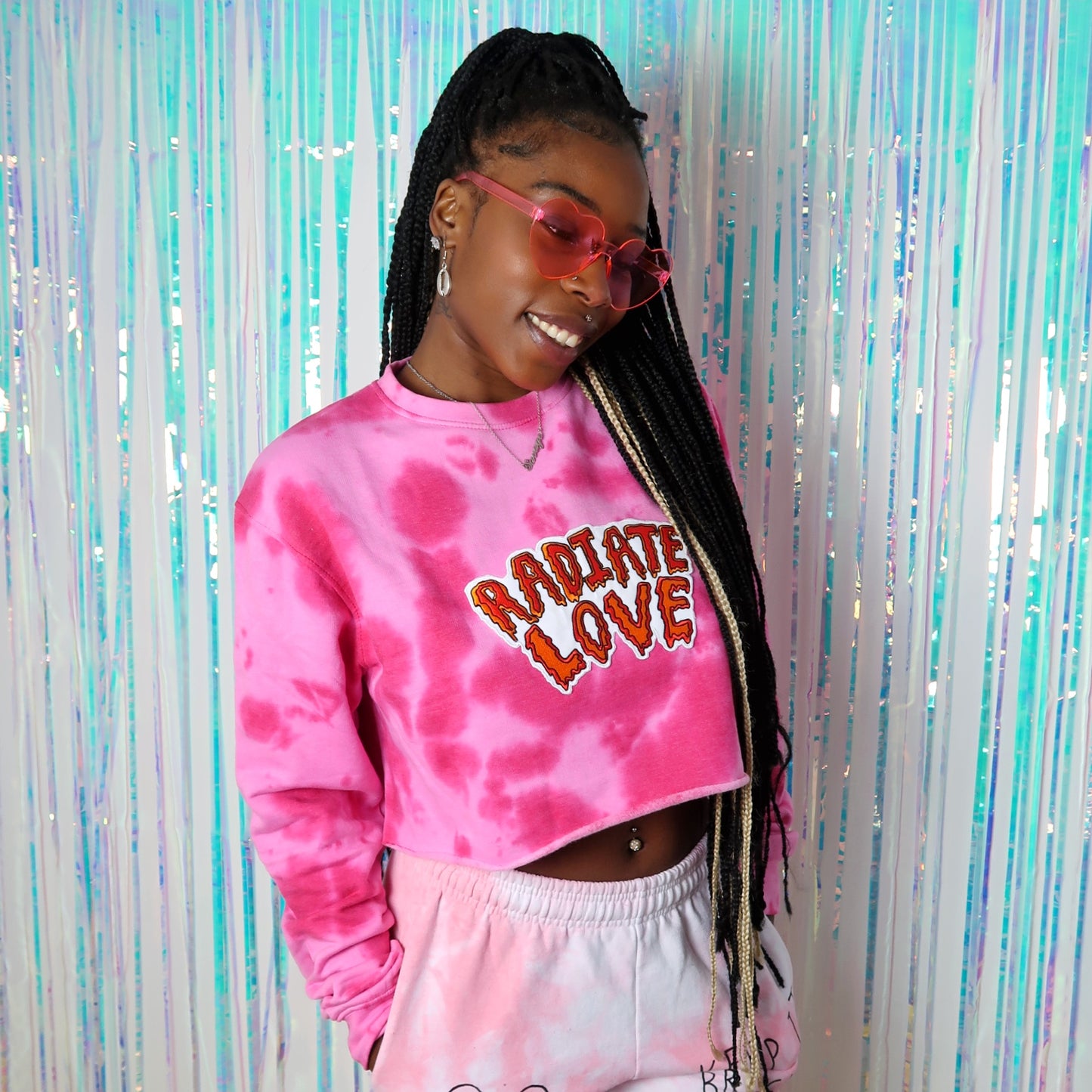 radiate love tie dye crop sweatshirt