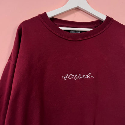 blessed embroidered sweatshirt - burgundy