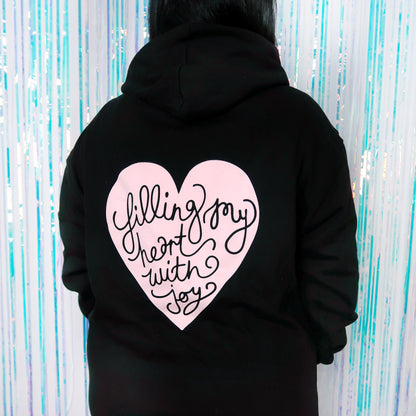 filling my heart with joy zip-up hoodie - black