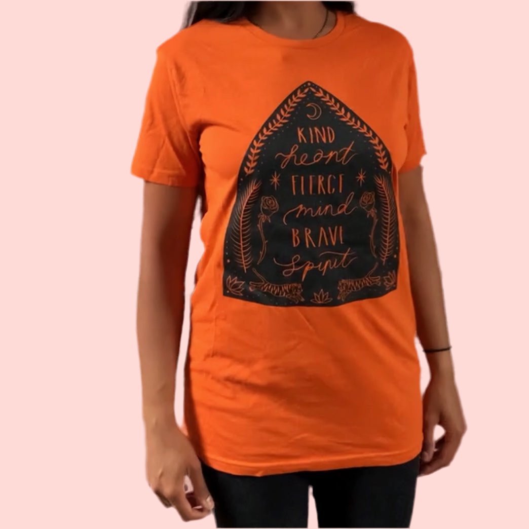 kind heart, fierce mind, brave spirit t-shirt - orange