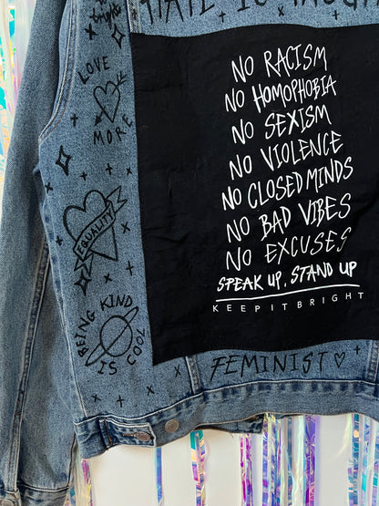 stand up, speak up denim jacket