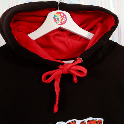 radiate love embroidered hoodie - black & red