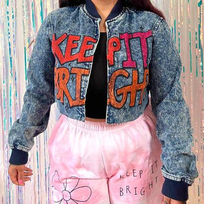 keep it bright graffiti crop jacket