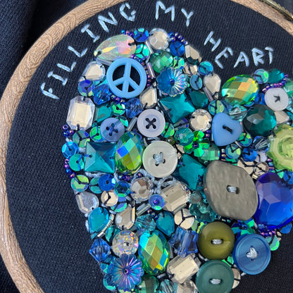 filling my heart with joy - hand-embellished sweatshirt - navy