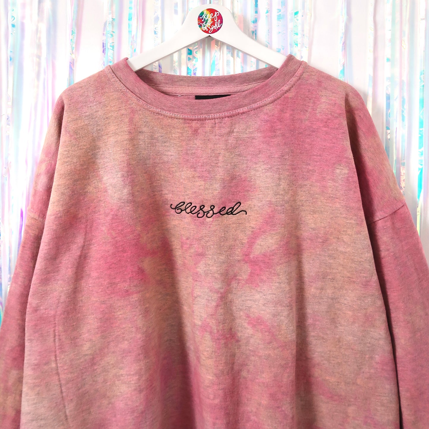 blessed embroidered sweatshirt - tie dye