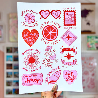 brighter days prints | pink & red | A4 / A3